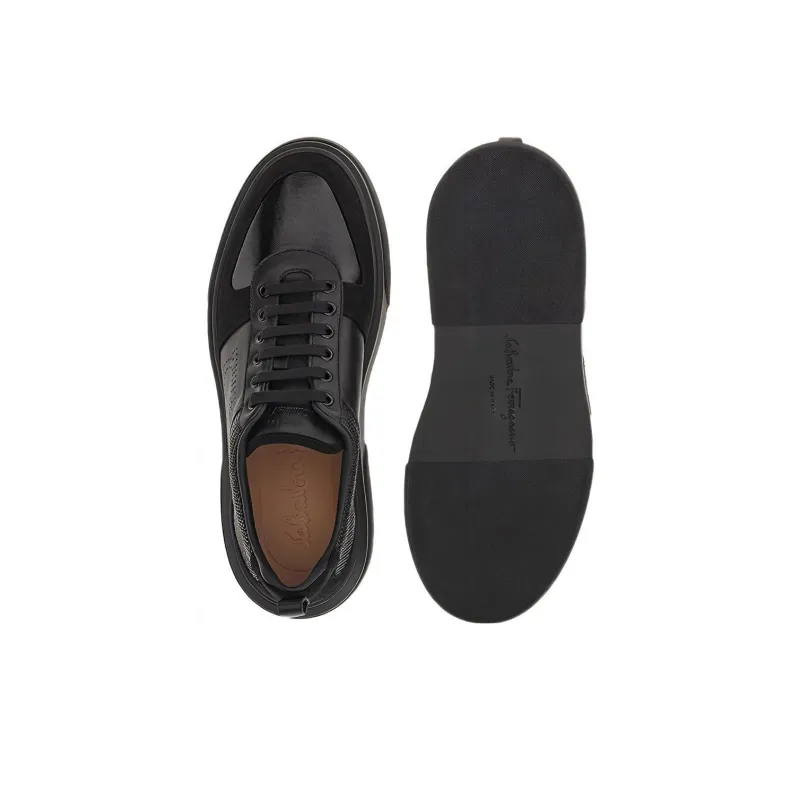 FERRAGAMO Low Top Stylish Skateboarding Shoes Men's Black-4