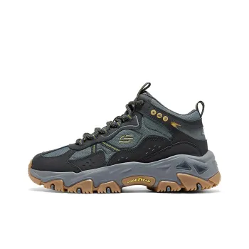 Skechers OUTDOOR MENS Anti-Slip And Wear-Resistant Breathable Mid-Top Casual Shoes Men's Black Gray Yellow