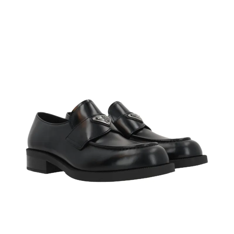 PRADA Triangle Logo Slip On Loafers-2