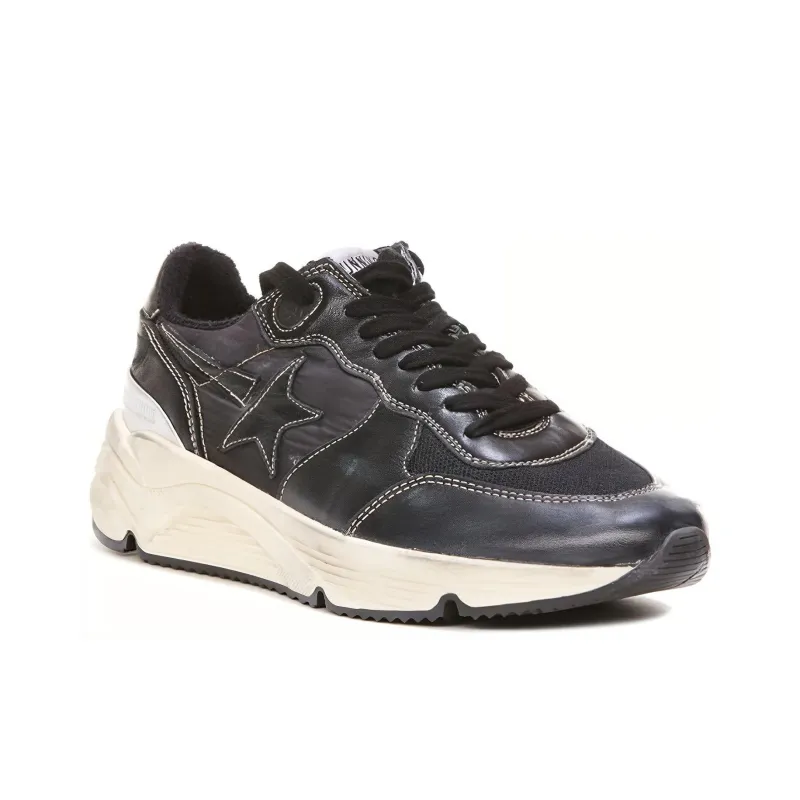 Golden Goose Running Sole Shock Absorbers Low Top Casual Shoes Men's Black Vintage Version-2