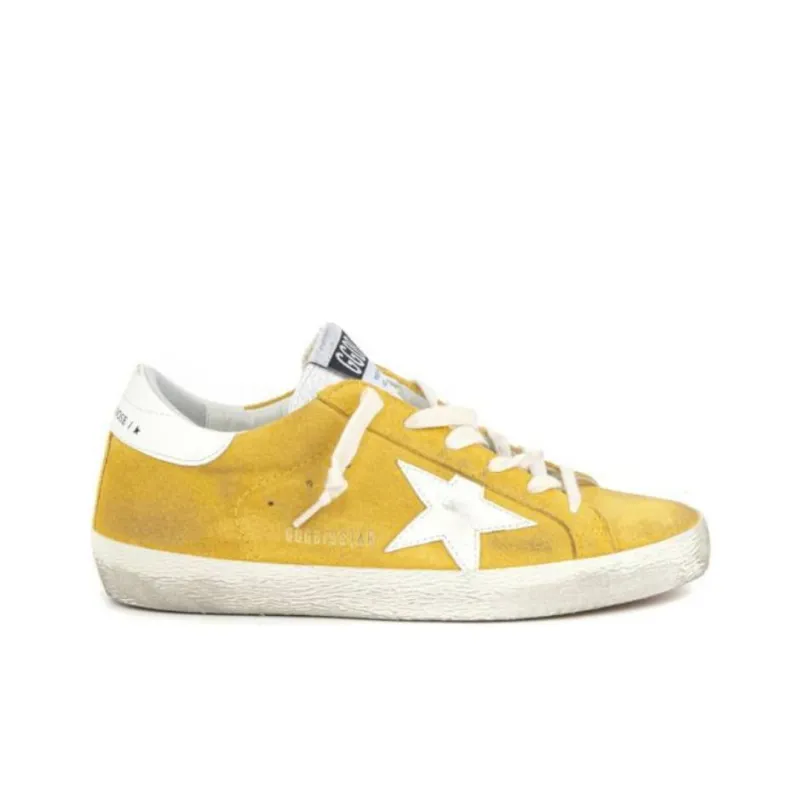 Golden Goose Super Star Stylish Skateboarding Shoes Women's Yellow White Vintage Version-1