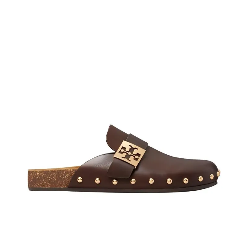TORY BURCH Rubber Sole Slip Resistant Closed Toe Slippers Women's Brown-1
