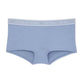 Victoria's Secret Cotton Logo Cotton Boyshort Panty / Faded Denim Underpants Women's 1 Pack Blue