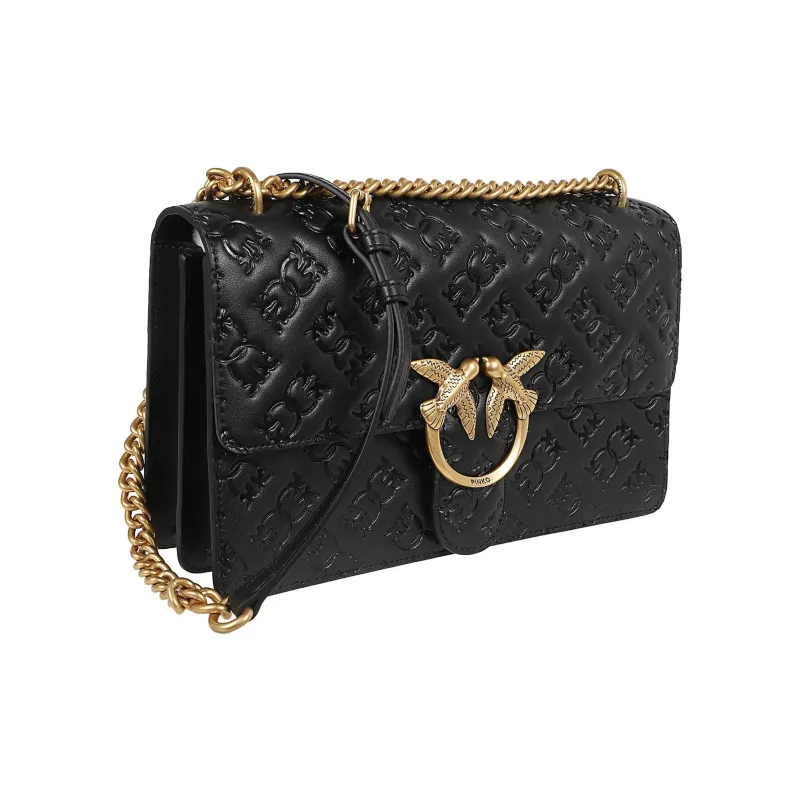 PINKO Leather Shoulder Bag Crossbody Bag Women's Black-1