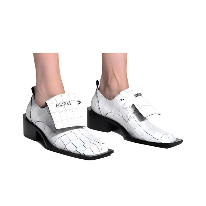 Nina Zarqua Python Casual Single Shoes Women's White-1