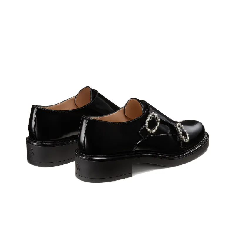 Stuart Weitzman/SW Leighton Monk Strap Casual Single Shoes Women's Black-3