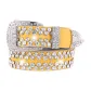 Genuine Leather Fully Paved with Diamonds in Yellow Tone