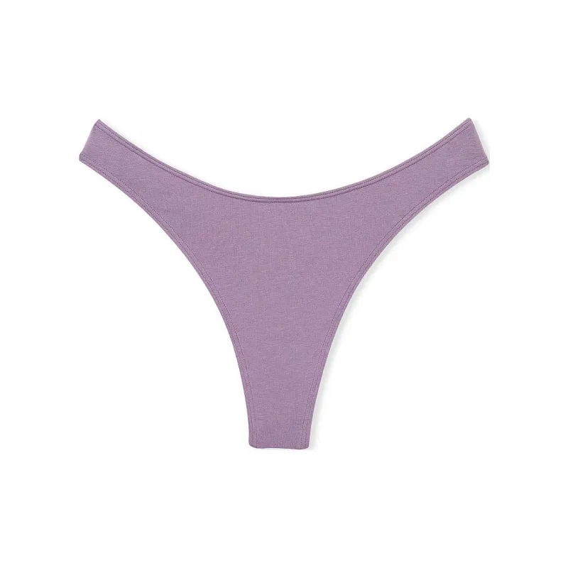 Victoria's Secret Stretch Cotton High-Leg Scoop Thong Panty / Frozen Plum Underpants Women's 1 Pack Purple-0