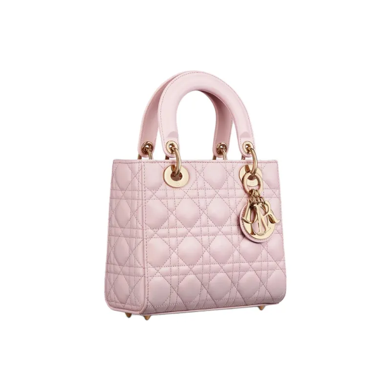 DIOR Small Lady DIOR Lambskin Handbag Women's Pink-1