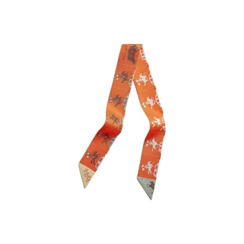 HERMES Silk Scarves Unisex Orange