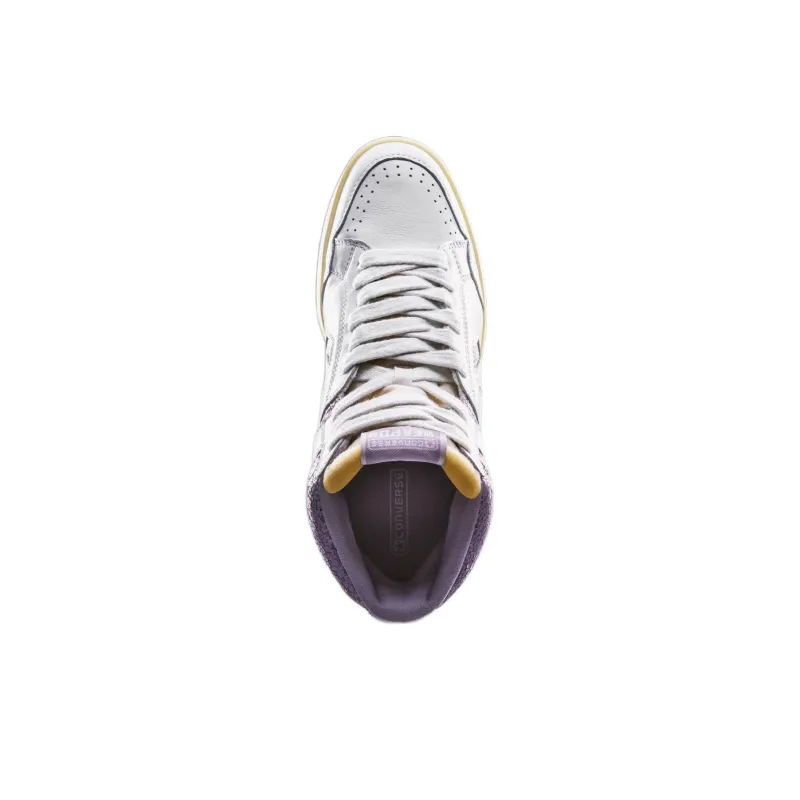 Converse Weapon Anti-Slip Wear-Resistant High-Top Skateboard Shoes Unisex White Purple-3