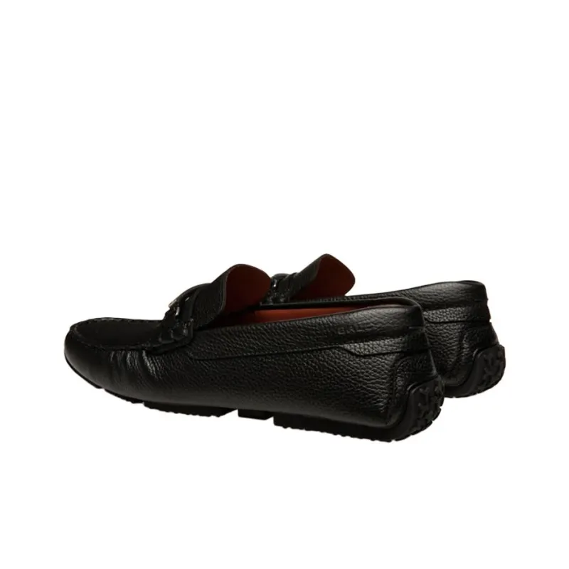 BALLY Pilot Driver Ebano Grained Leather Loafers-3