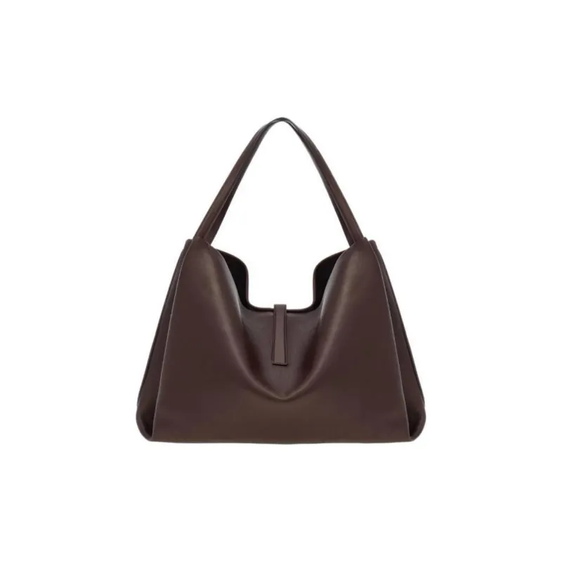 FERRAGAMO GANCINI Calfskin Tote Bag, Shopping Bag, Handbag Large Size Women's Brown-2