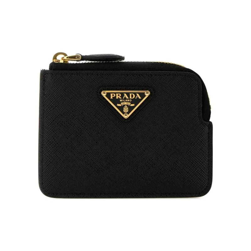 PRADA Leather Coin Purse Women's Black-0