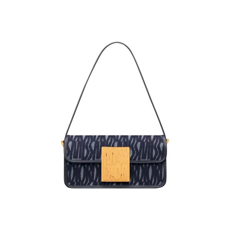 DIOR Miss Dior Denim Handbag Shoulder Bag Women's Dark Blue-0