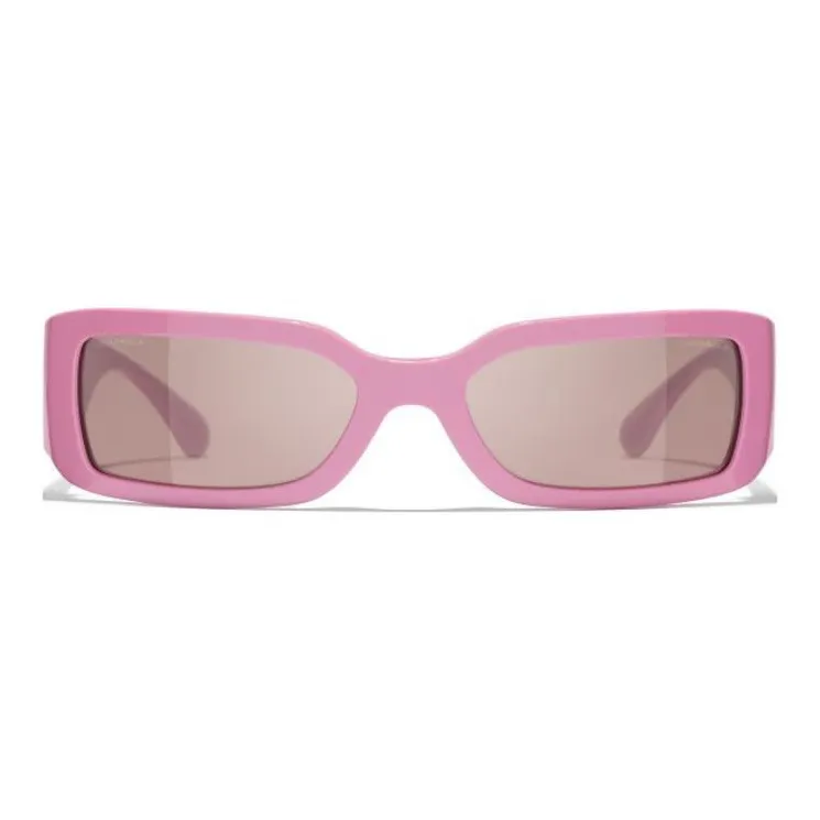 CHANEL Nylon Acetate Irregular Shape Sunglasses Unisex Pink-1