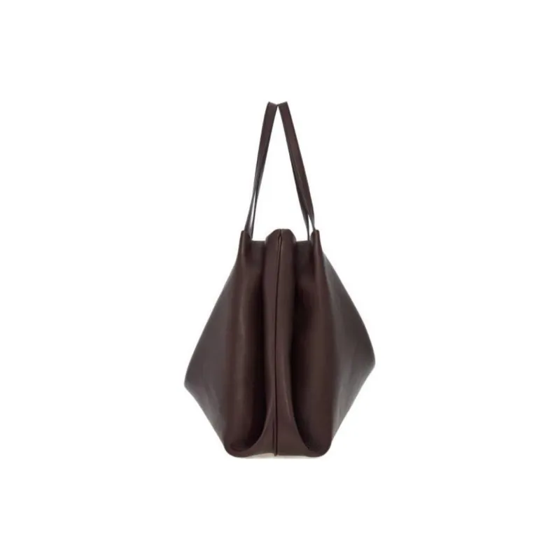 FERRAGAMO GANCINI Calfskin Tote Bag, Shopping Bag, Handbag Large Size Women's Brown-1