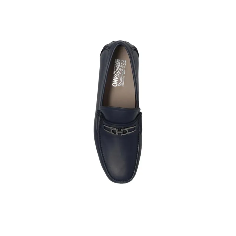 FERRAGAMO Gancini-plaque Leather Driver Shoes-4