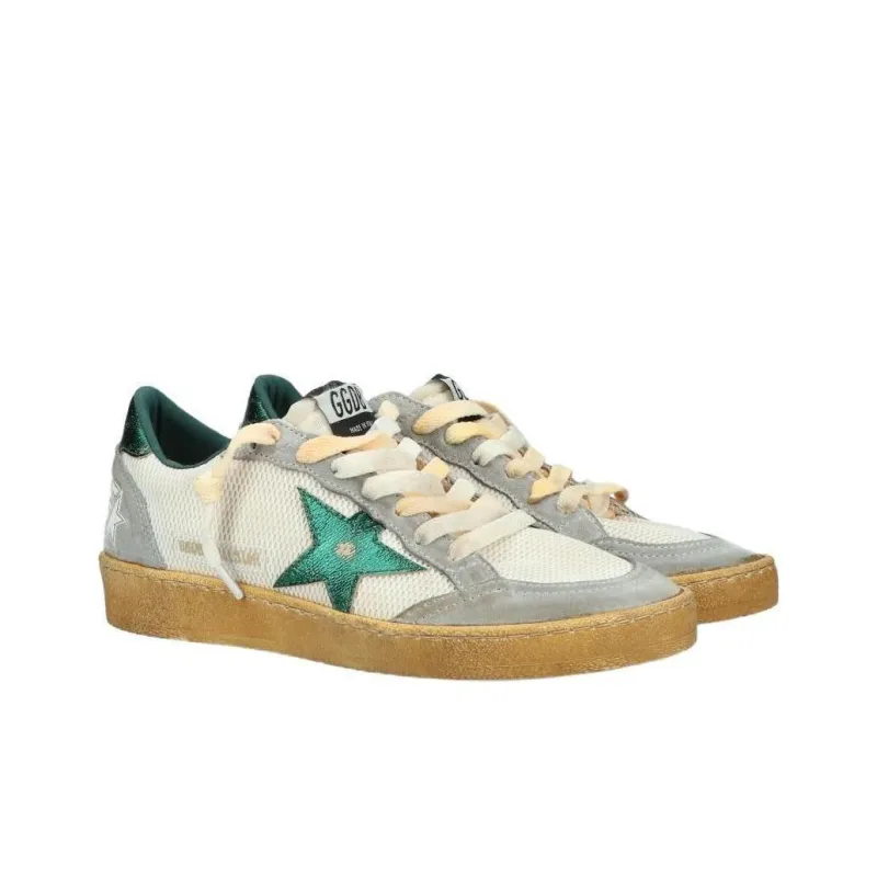 Golden Goose Ball Star Stylish Skateboarding Shoes Women's Gray White Vintage Version-2