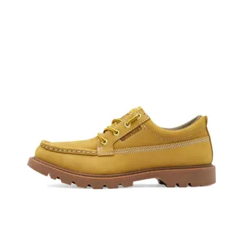 CAT Low-Top Casual Shoes Men's Dark Brown/Yellow
