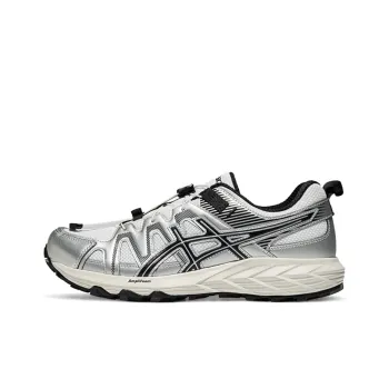 Asics Wear Resistant Cushioning Rebound Low Top Trail Running Running Shoes Men's White Silver