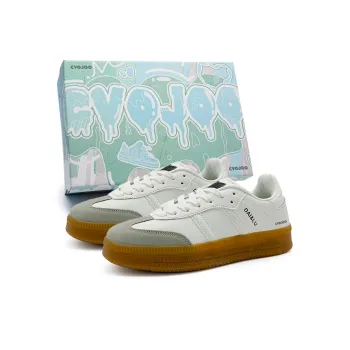 CVOJOO Gift Box Set German Army Trainers Abrasion-Resistant Low-Top Skateboard Shoes Unisex White Gray