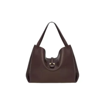 FERRAGAMO GANCINI Calfskin Tote Bag, Shopping Bag, Handbag Large Size Women's Brown