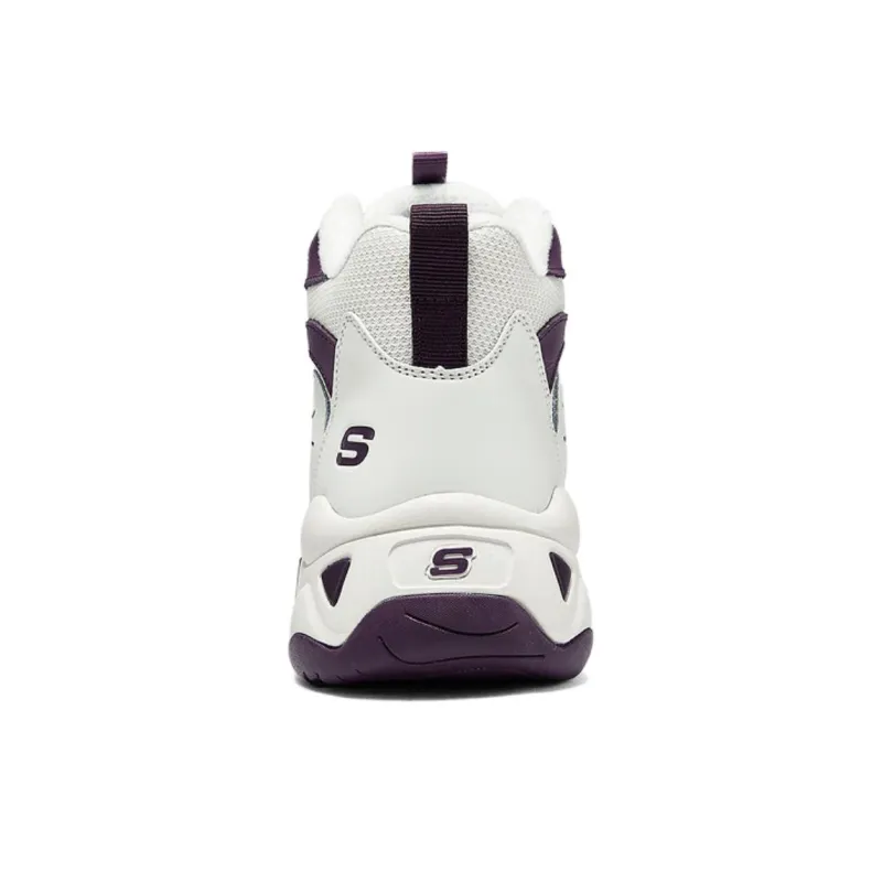 Skechers DLITES Anti Slip Wear Resistant Mid Top Casual Running Shoes Women's White Purple-4