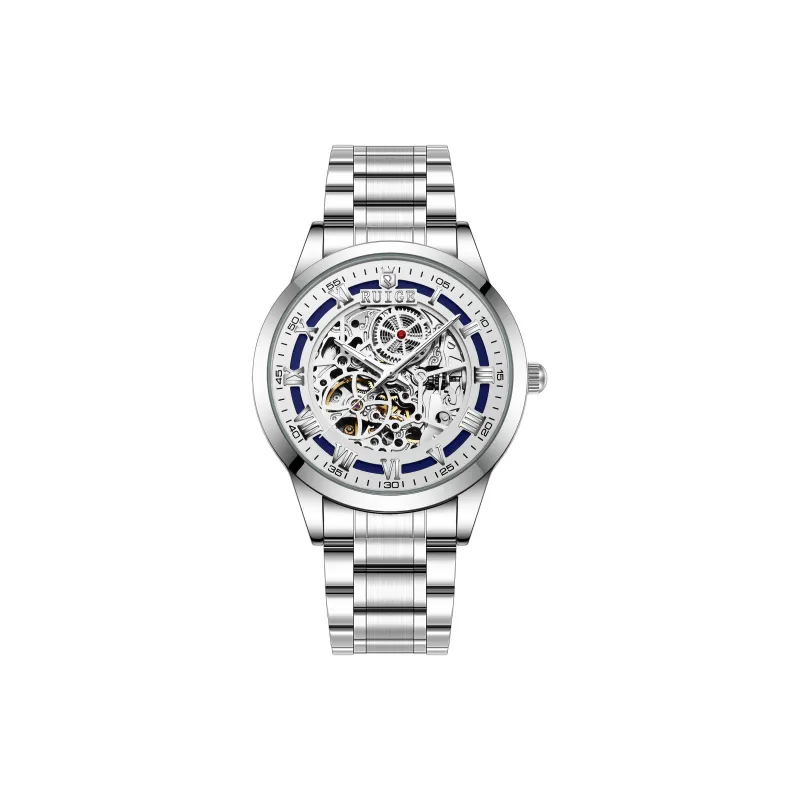 RUIGE Automatic Mechanical Movement Stainless Steel Watchband Watch Men's Watches Cut-Out Dial-0