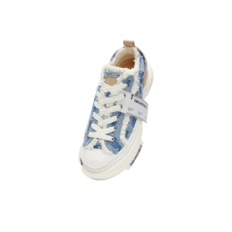 SMILEREPUBLIC INCEPTION LIGHT BLUELATTICE Height Increasing Low Top Canvas Shoes Unisex Light Blue-3