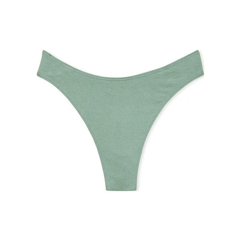 Victoria's Secret Stretch Cotton High-Leg Scoop Thong Panty / Seasalt Green Underpants Women's 1 Pack Light Green-0
