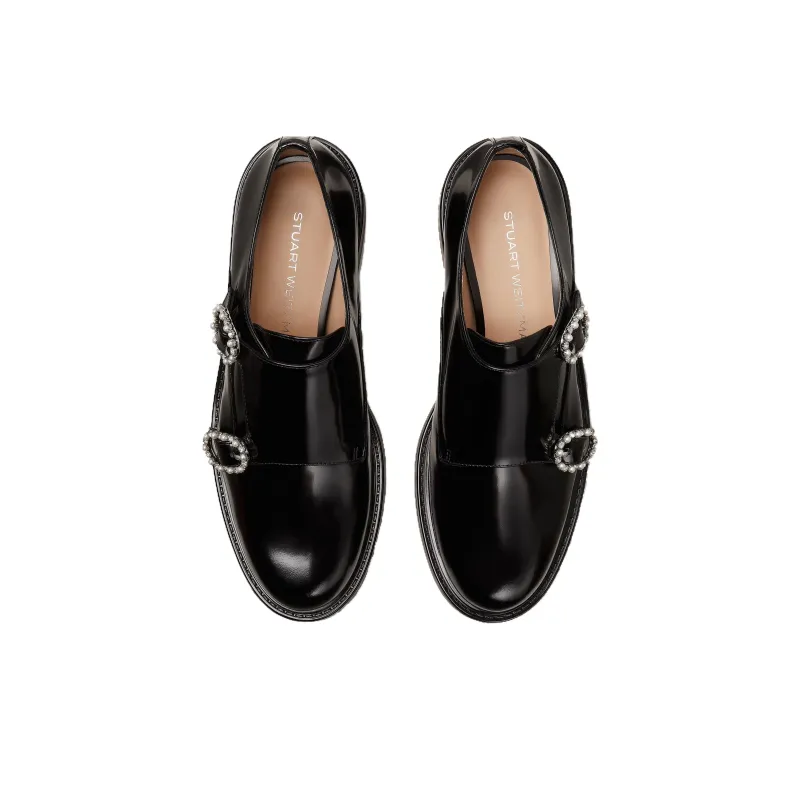 Stuart Weitzman/SW Leighton Monk Strap Casual Single Shoes Women's Black-4