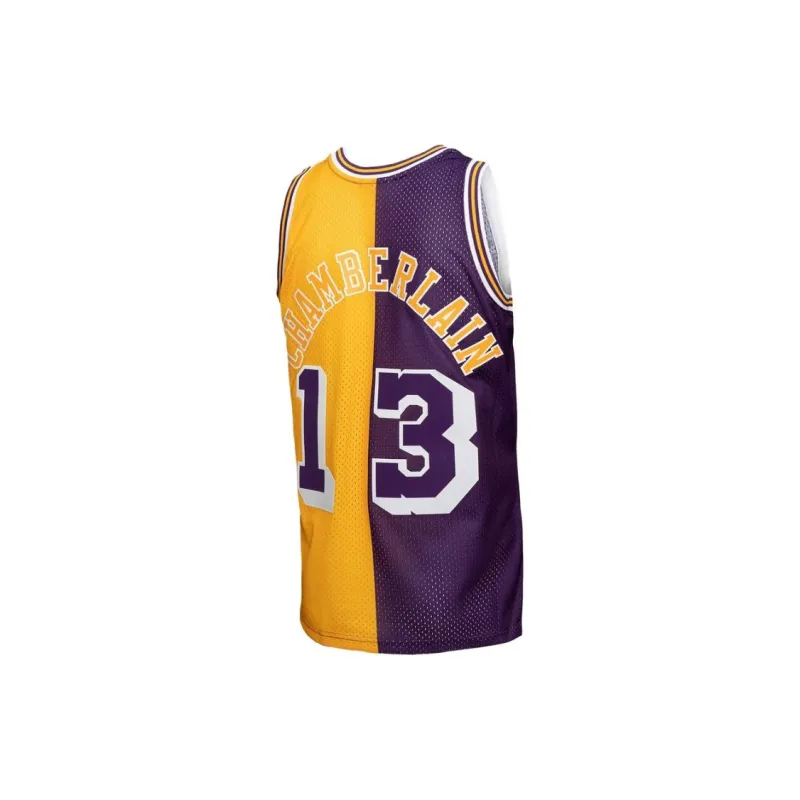 NBA x Mitchell & Ness Los Angeles Lakers Wilt Chamberlain Basketball Jerseys Men's Purple/Gold-1