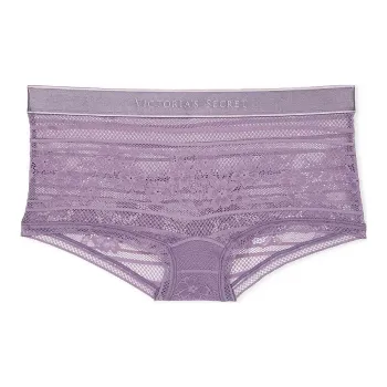 Victoria's Secret Cotton Logo Cotton Boyshort Panty / Frozen Plum Underpants Women's 1 Pack Frozen Plum