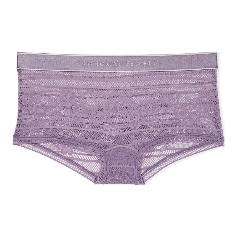 Victoria's Secret Cotton Logo Cotton Boyshort Panty / Frozen Plum Underpants Women's 1 Pack Frozen Plum-0