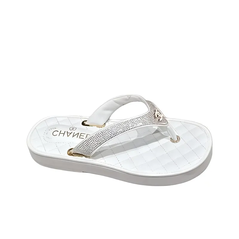 CHANEL Flip Flops Women's White-1