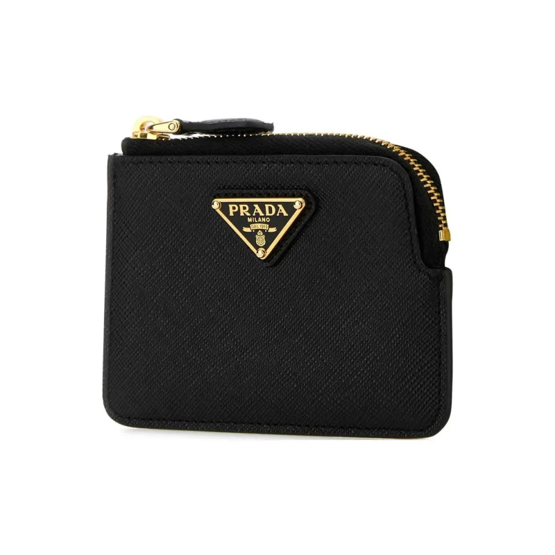 PRADA Leather Coin Purse Women's Black-1