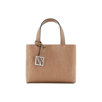 ARMANI EXCHANGEAE Polyester Tote Bag, Shopping Bag, Shoulder Bag, Crossbody Bag, Handbag Small Size Women's Camel