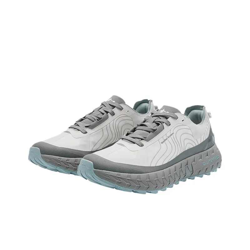 QIAODAN Anti-Slip Wear-Resistant Low-Top Trail Running Running Shoes Men's Gray-3