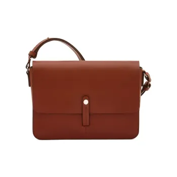 Il Bisonte Tanned Cow Leather Shoulder Bag, Crossbody Bag Trumpets Women's Red Chestnut