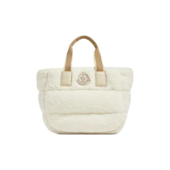 Moncler Teddy Wool Tote Bag Shopping Bag Shoulder Bag Crossbody Bag Handbag Mini Women's Gray White