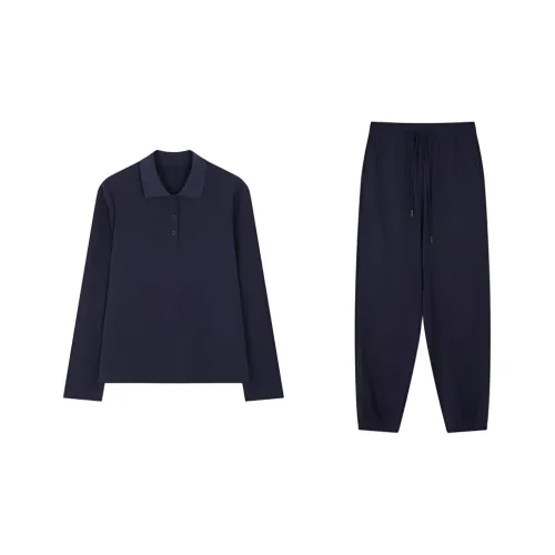 Mo Han Yi Mei Casual Suit Women's Navy Blue