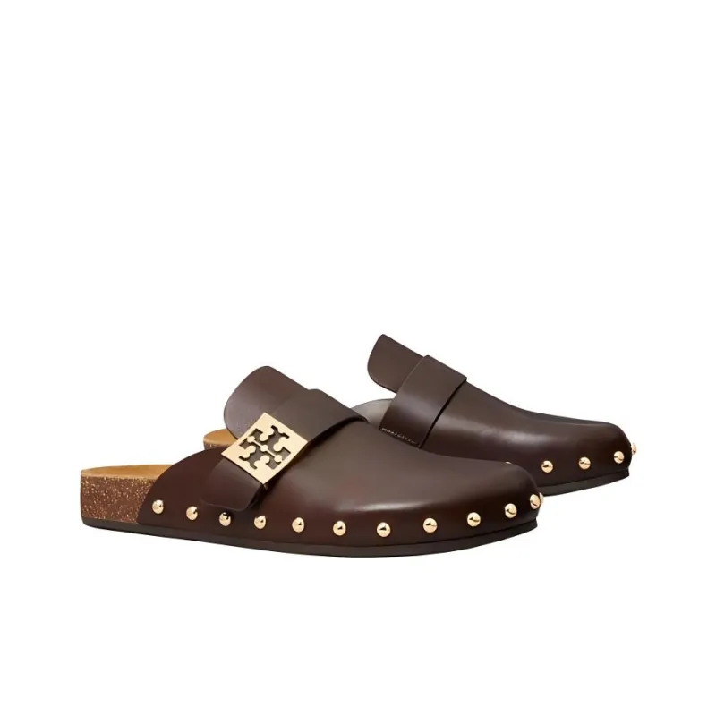 TORY BURCH Rubber Sole Slip Resistant Closed Toe Slippers Women's Brown-2