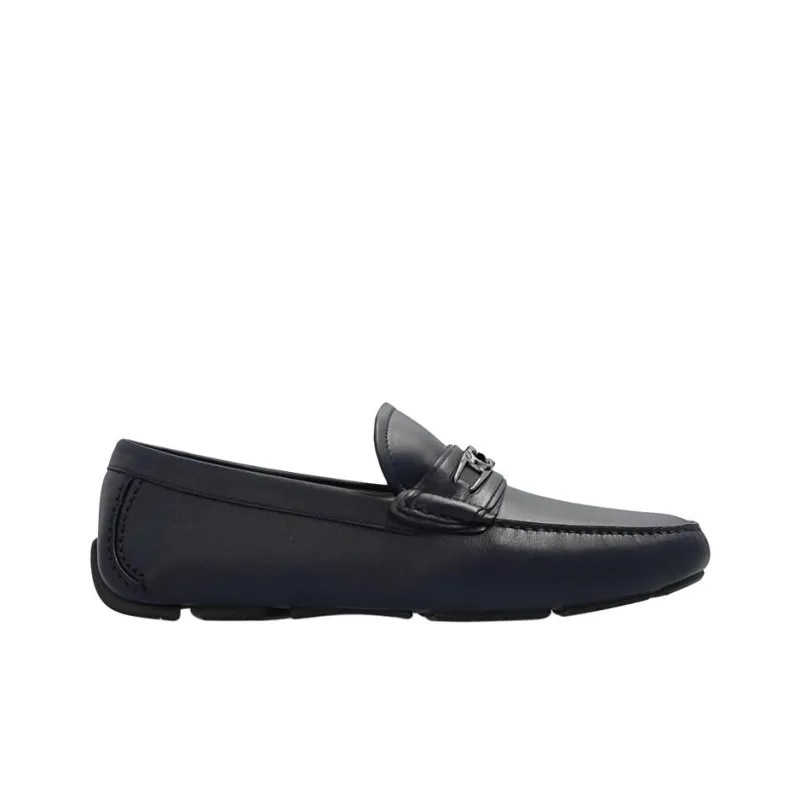 FERRAGAMO Gancini-plaque Leather Driver Shoes-1