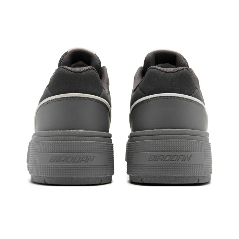QIAODAN Height Increasing Wear-Resistant Slip-Resistant Low-Top Skateboard Shoes Women's Lightning Gray Moonlit Gray-5