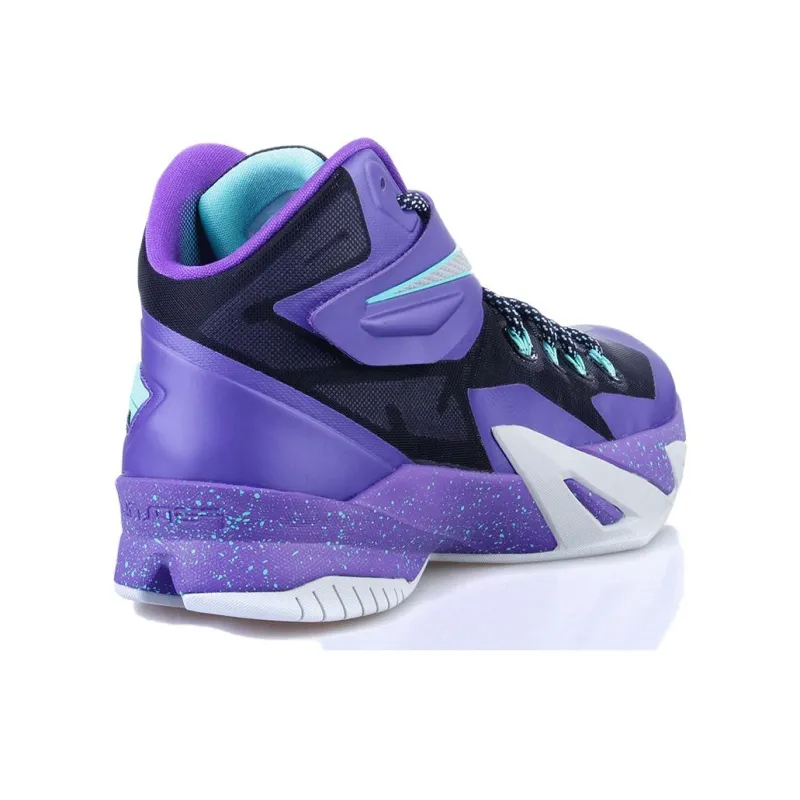 Nike Zoom Soldier 8 Anti Slip Wear Resistant High Top Basketball Shoes Men's Purple Black-3