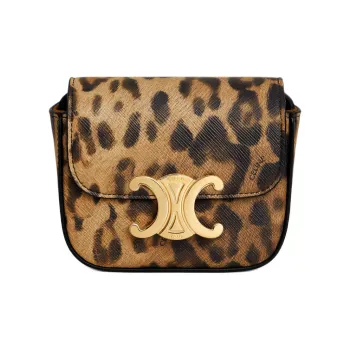 CELINE Artificial Leather Cow Leather Patchwork Binding Handbag Shoulder Bag Crossbody Bag Mini Women's Leopard Print