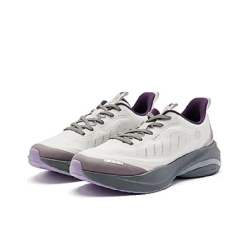 QIAODAN Cushioning Anti Slip And Wear Resistant Breathable Rebound Low Top Sprint Running Shoes Women's Beige Gray-2