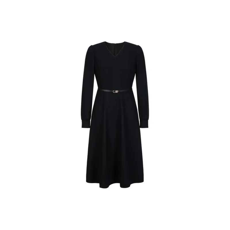 JZ. ANNAKRO Long Sleeved Dresses Women's Plain Black-1
