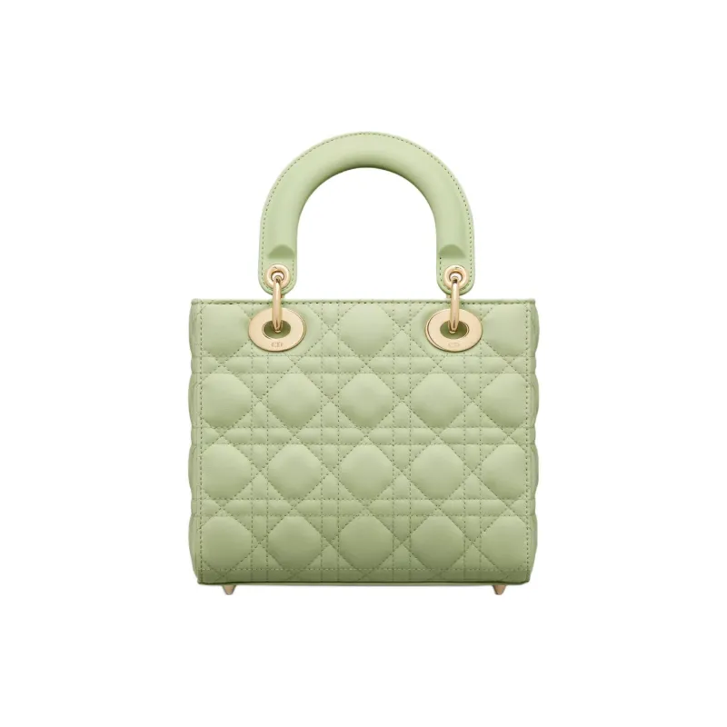 DIOR Lady Dior Sheepskin Tote Bag Shopping Bag Shoulder Bag Crossbody Bag Handbag Small Size Women's Light Green-2
